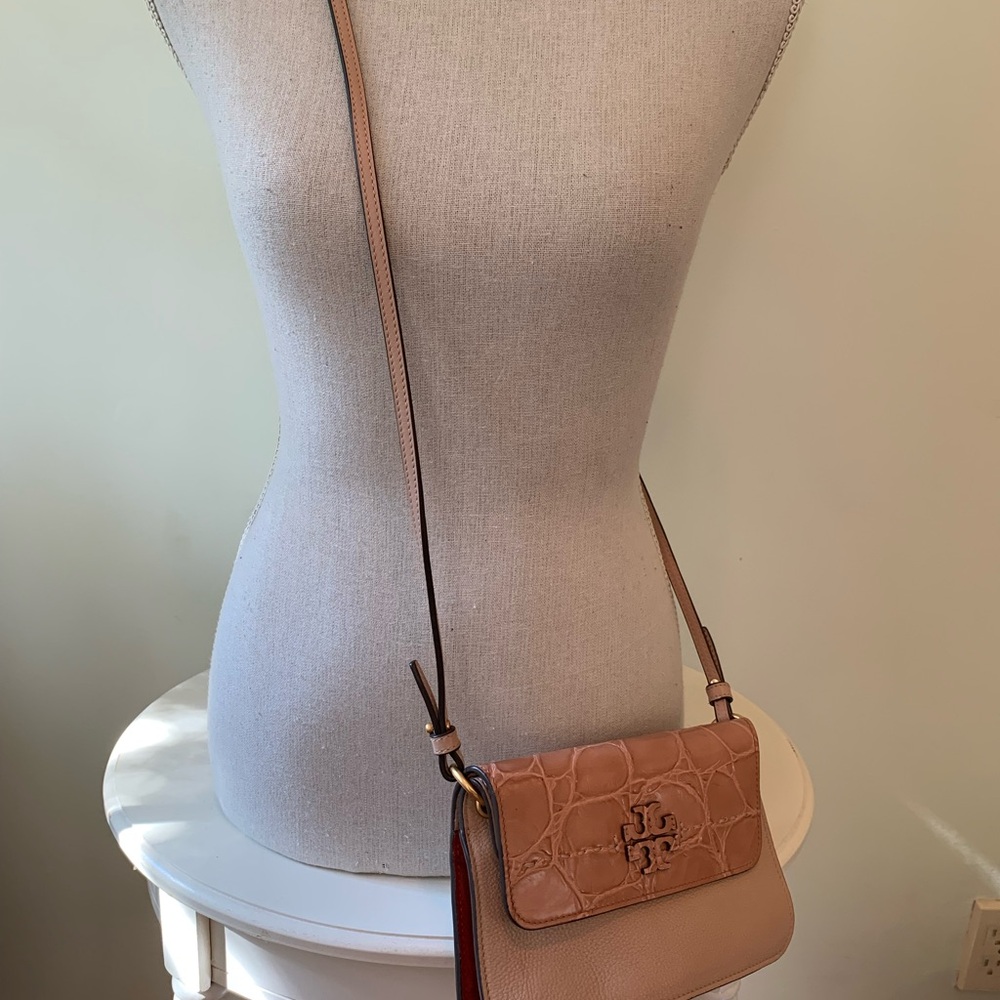 Tory Burch Croc Embossed Crossbody Bag